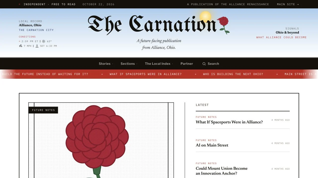The Carnation: website interface