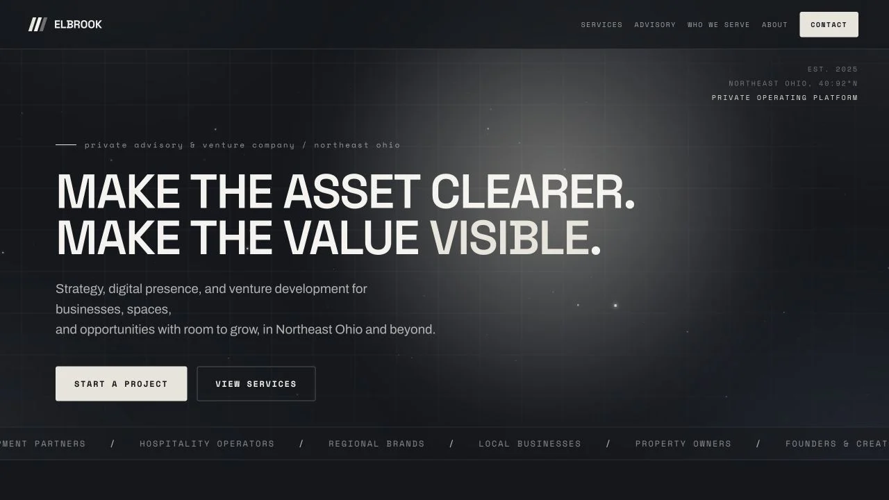 Elbrook Ventures: website interface