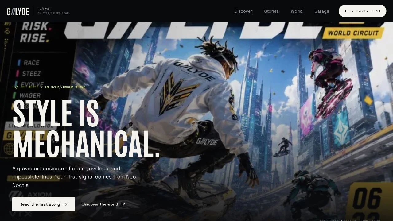 G//LYDE World: website interface