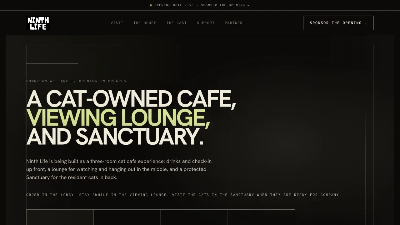 Ninth Life Café: website interface