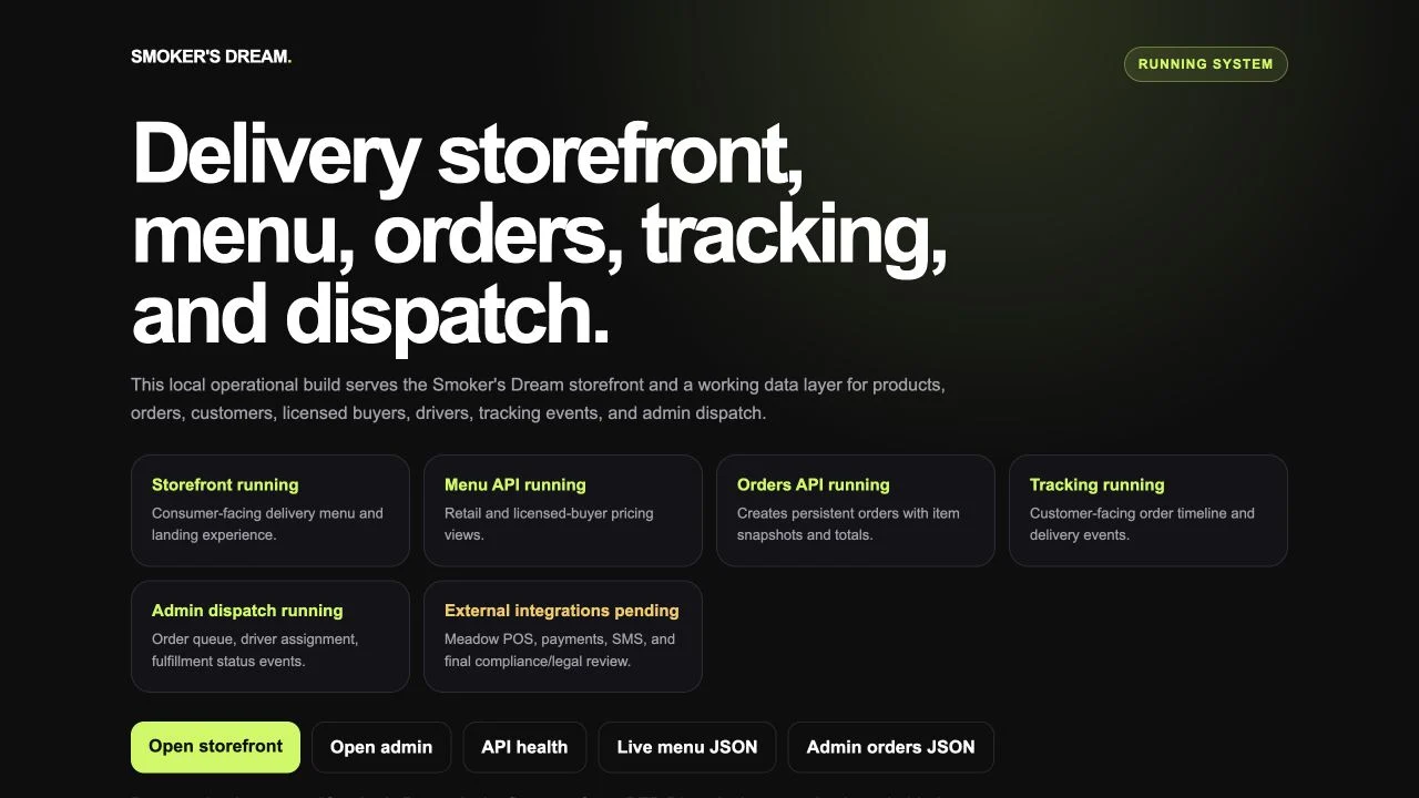 Smoker’s Dream: website interface