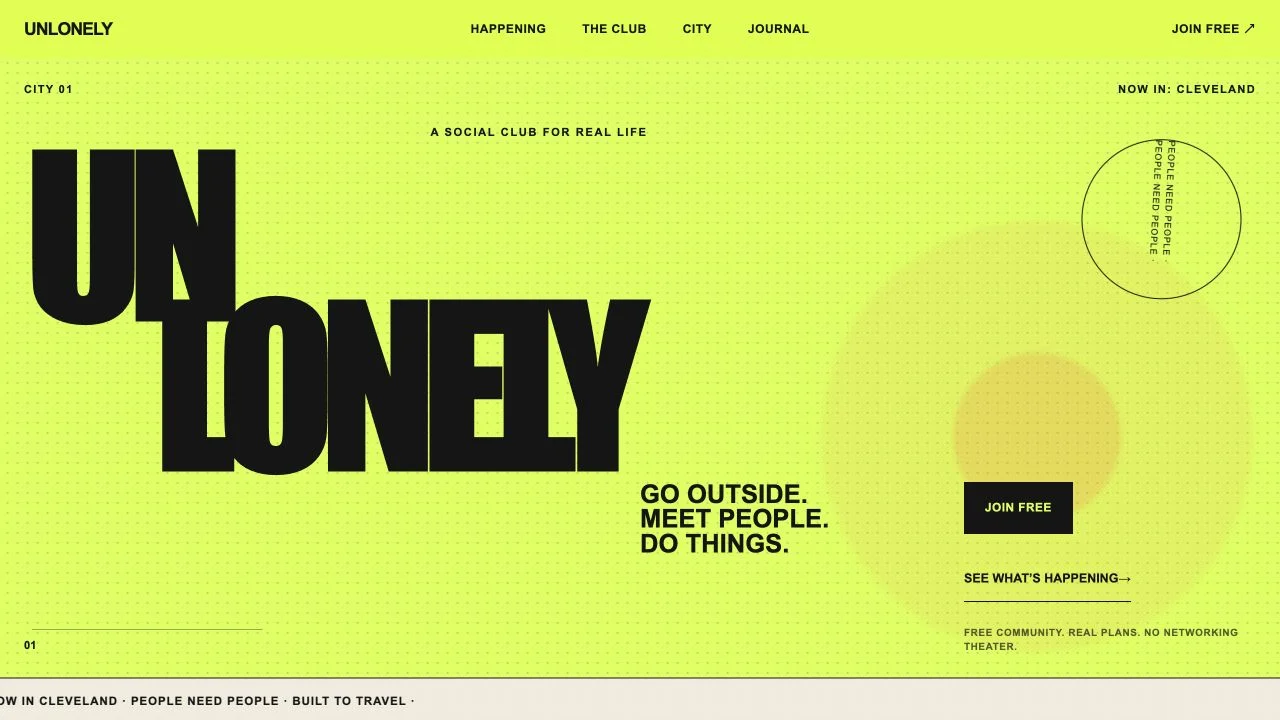 UNLONELY: website interface