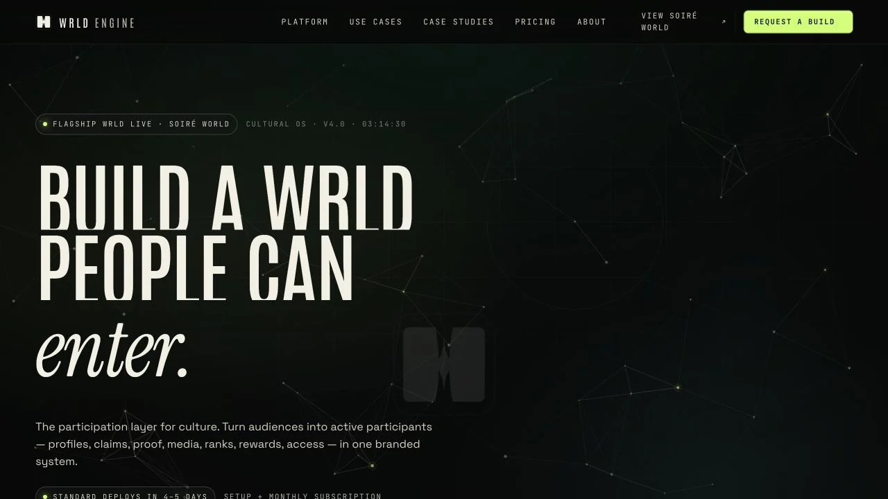 WRLD Engine: website interface