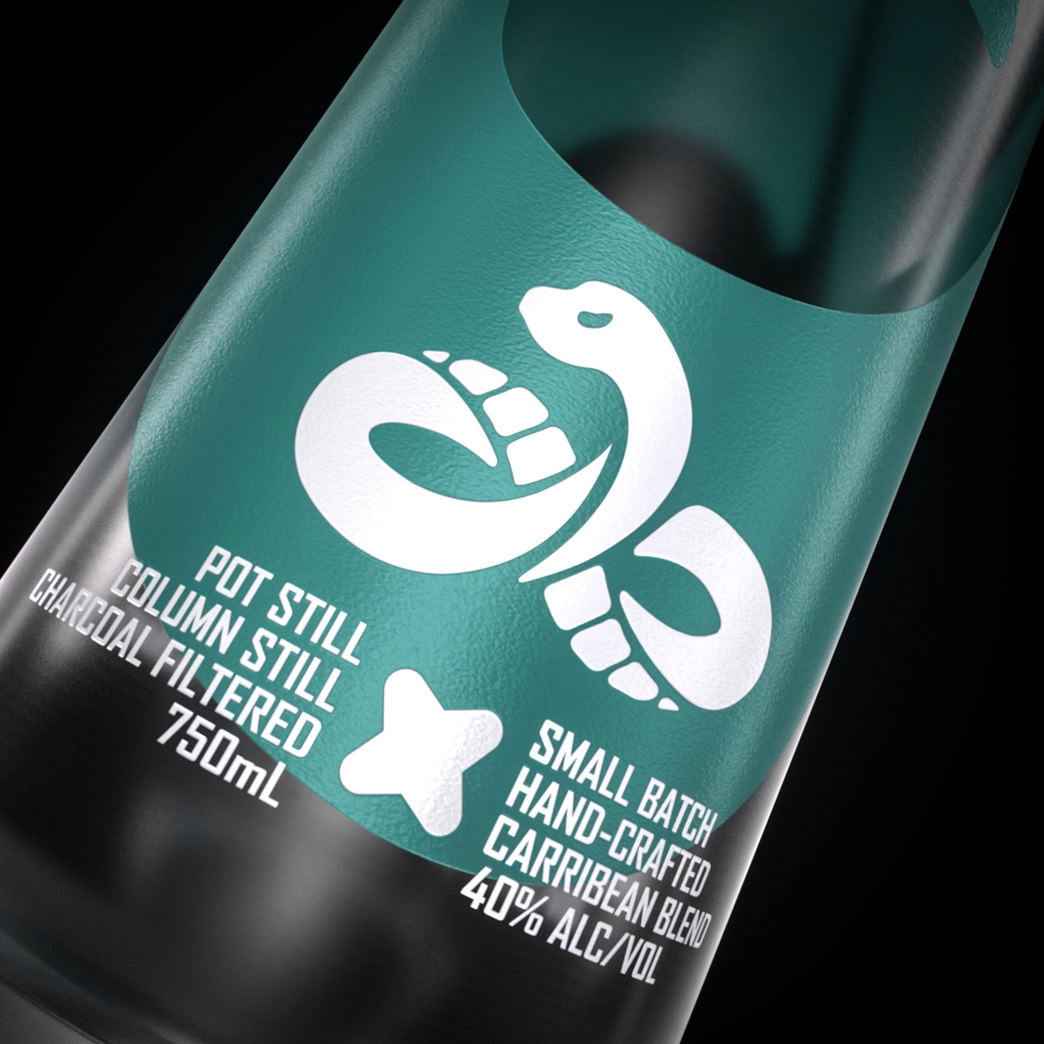 A close-up of the SOIRÉ rum bottle